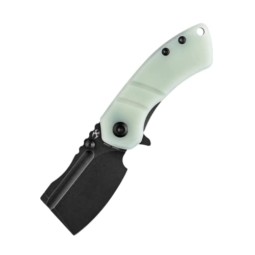 KANSEPT Knives Korvid Model M Pocket Knife, Liner Lock Folding Knife with 2.45''154CM Cleaver Jade 10 Handle, Cleaver Flipper for Everyday Carry T2030A4