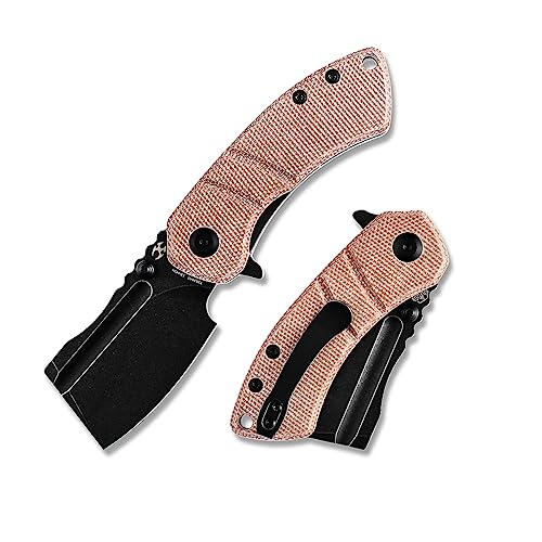 KANSEPT Knives Korvid Model M Pocket Knife 2.45''154CM Blade Brown Micarta Handle,Cleaver Pocket Knife for Everyday Carry T2030A5