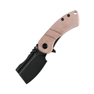 KANSEPT Knives Korvid Model M Pocket Knife 2.45''154CM Blade Brown Micarta Handle,Cleaver Pocket Knife for Everyday Carry T2030A5