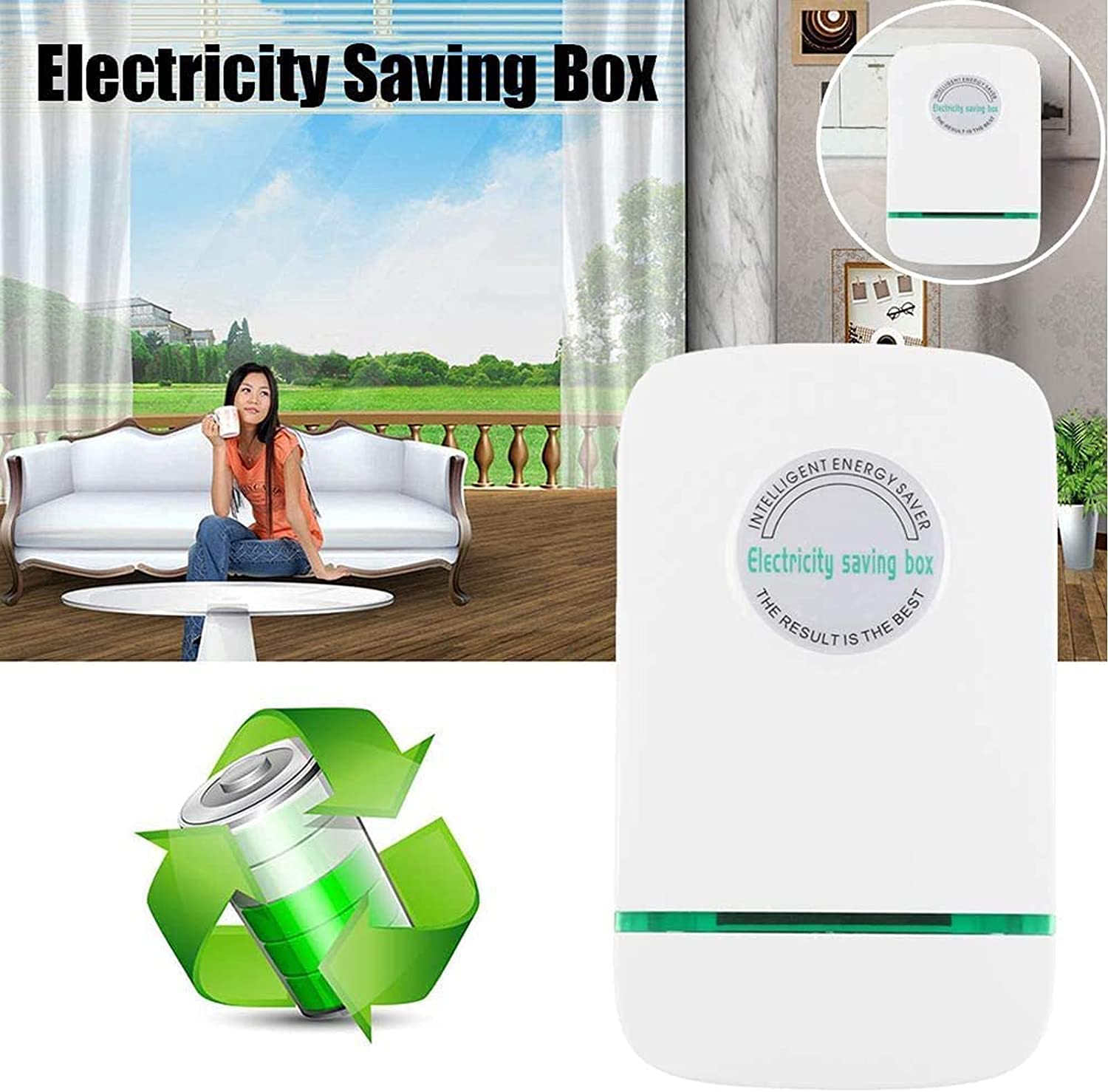 Pro Power Saver, Electricity Saving Box, Smart Watt Energy Saving Device with LED Indicator for Household Office Market (2Pcs White)