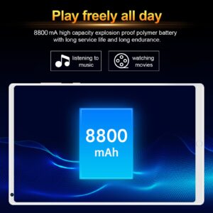 Serounder 8in Tablet, 4GB RAM 64GB ROM Tablet PC 1920 X 1200 2MP 8MP Camera 8800mAh Battery, Support WiFi, BT, GPS, Storage Expansion