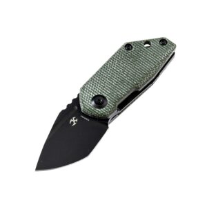 kansept k3044a2 rio mini pocket knife, folding knife for edc with 1.56'' m390 drop point blade and green micarta handle, mini flipper for everyday carry