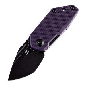 kansept k3044a5 rio mini pocket knife, folding knife for edc with 1.56'' m390 drop point blade and purple g10 handle, mini flipper for everyday carry
