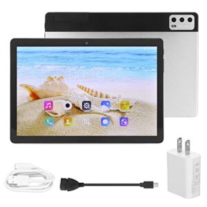 10 Inch Tablet, 5G WiFi Dual Band Portable Tablet 100-240V Octa Core Processor for Home Travel (White)