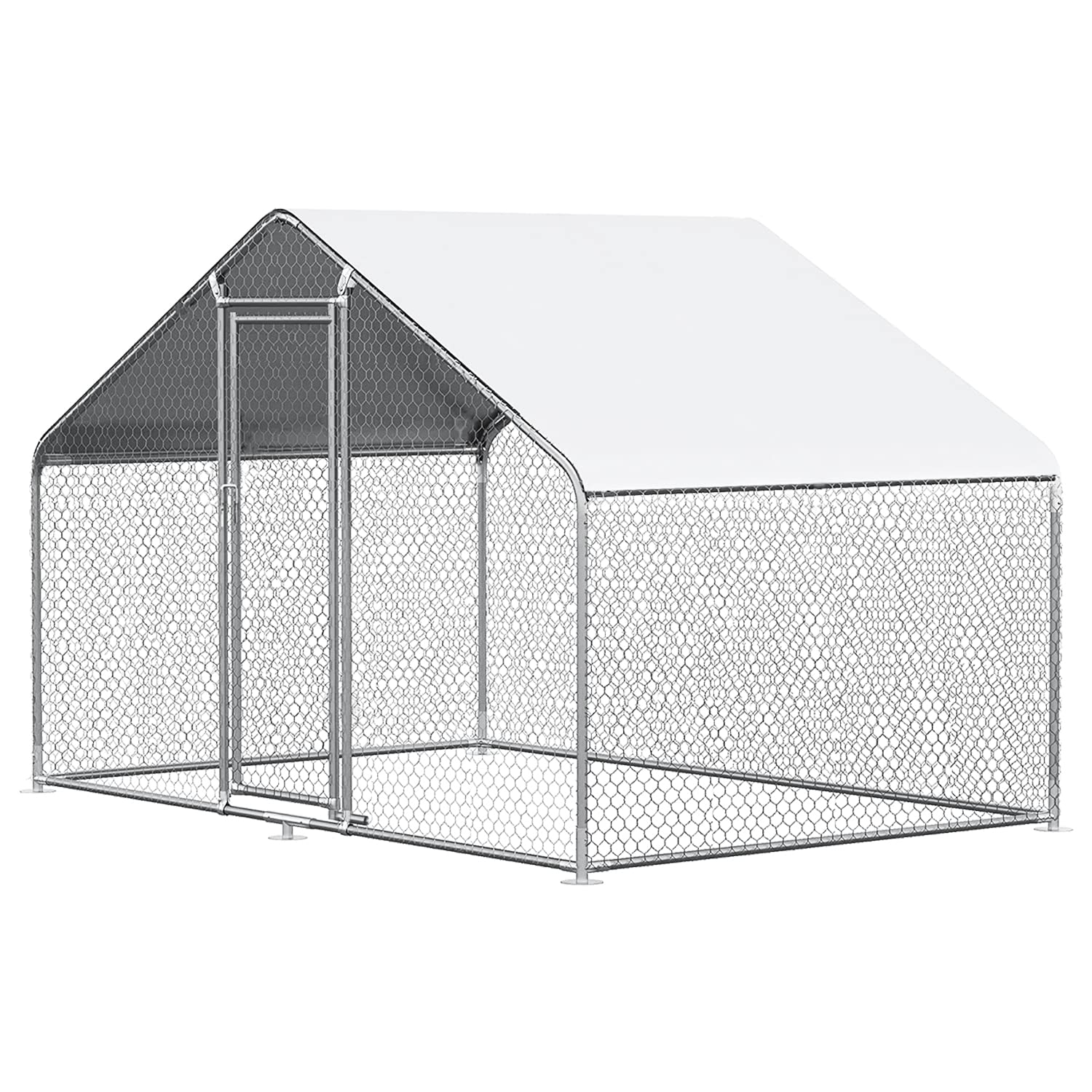 Chicken Coop Large Metal Chicken House/Pen for 6/10 Chickens Poultry Cage with Waterproof Cover for Rabbits Duck Walk-in Chicken Run for Yard Outdoor