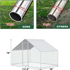 Chicken Coop Large Metal Chicken House/Pen for 6/10 Chickens Poultry Cage with Waterproof Cover for Rabbits Duck Walk-in Chicken Run for Yard Outdoor