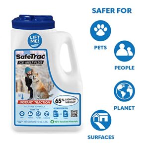 SafeTrac Ice Melt Plus, Lightweight Pet Safe Ice Melt for Snow, Pet Friendly Non Corrosive Ice Melter for Driveway and Sidewalk, Eco Friendly Ice Melt, Comparable Coverage to 10 Lb Jug (3 Pack)