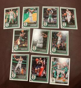 2022-23 panini nba hoops boston celtics team set includes rookies (hand collated) of 10 cards: #1 jayson tatum #2 jaylen brown #3 robert williams iii #4 marcus smart #5 al horford #6 derrick white #7 payton pritchard #8 grant williams #54 malcolm brogdon