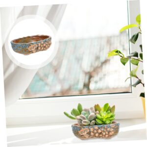 YARNOW 1pc Love with Office for Porcelain Cactus Planters Simple Bonsai Drainage Flowerpot Floral Shallow Glazed Adornment Garden Large Ceramic Vintage Gift Chic Style Succulent Hole