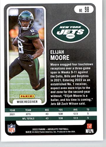 2022 Panini Absolute #98 Elijah Moore New York Jets Football Trading Card