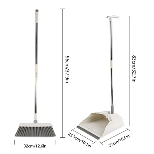 Broom and Dustpan Set, Kitchen Broom and Dustpan Set, Broom with Dustpan Combo Set, Dustpan and Broom Set Long Handle, for Indoor Outdoor Garage Kitchen Room Office Lobby Use