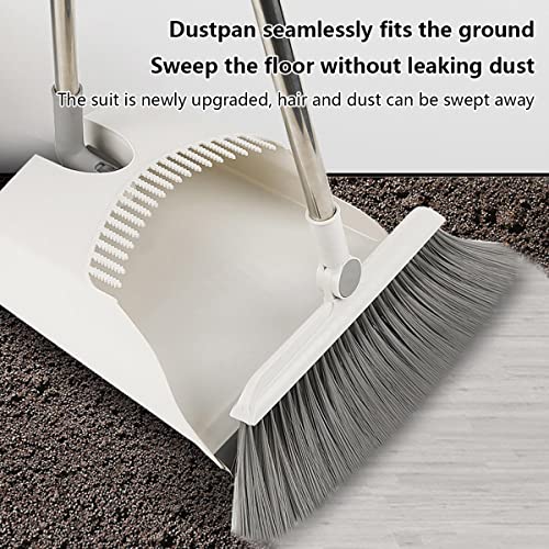 Broom and Dustpan Set, Kitchen Broom and Dustpan Set, Broom with Dustpan Combo Set, Dustpan and Broom Set Long Handle, for Indoor Outdoor Garage Kitchen Room Office Lobby Use