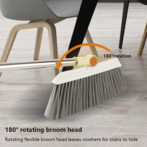 Broom and Dustpan Set, Kitchen Broom and Dustpan Set, Broom with Dustpan Combo Set, Dustpan and Broom Set Long Handle, for Indoor Outdoor Garage Kitchen Room Office Lobby Use