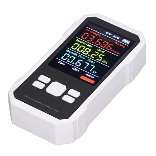 Handheld Radiation Detector, Digital Geiger Counter Dosimeter RF Radiation Monitor Electromagnetic Radiation Tester with Battery Handheld Radiation Meter for Home, Office, Factory (White)