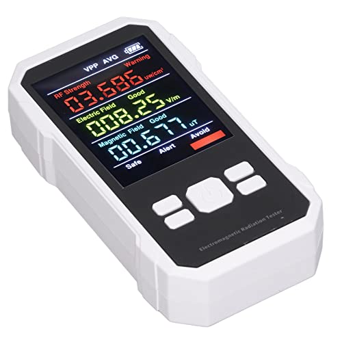 Handheld Radiation Detector, Digital Geiger Counter Dosimeter RF Radiation Monitor Electromagnetic Radiation Tester with Battery Handheld Radiation Meter for Home, Office, Factory (White)