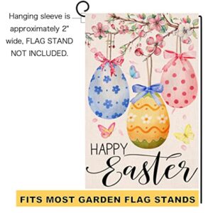 Easter Eggs Garden Flag 12x18 Vertical Double Sided Spring Floral Butterfly Farmhouse Holiday Outside Decorations Burlap Yard Flag BW270