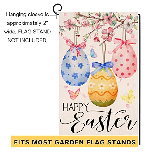 Easter Eggs Garden Flag 12x18 Vertical Double Sided Spring Floral Butterfly Farmhouse Holiday Outside Decorations Burlap Yard Flag BW270