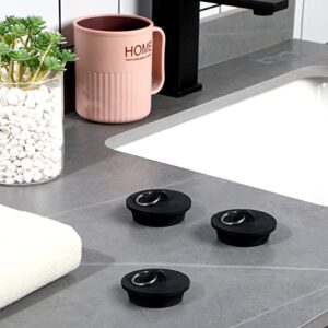 4 Pieces Tub Stopper Set Rubber Sink Stopper Drain Plug with Hanging Ring for Bathtub, Kitchen and Bathroom, Black (1-5/8'')