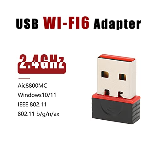 USB WiFi 6 Adapter, 2.4GHz 802.11 B g n ax Wireless Network Adapter, 286Mbs Mini WiFi Dongle for Windows10 11, Large Coverage Area