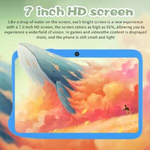 Naroote Reading Tablet, Blue Dual Camera 7 Inch Tablet Octa Core CPU HD IPS Screen 6000mAh for Education (Blue)