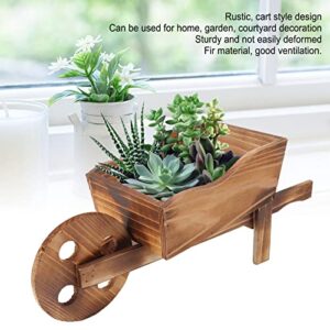 Creative Cart Plants Flower Pot for Succulent Plants, Rustic Wooden Cart Planter Container Bonsai, Cute Wheelbarrow Landscape Ornament for Desk Garden Home Balcony Courtyard Decor