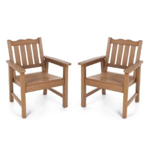 stoog all-weather patio chairs set of 2, oversized garden chair with 400 lbs weight capacity, easy to assemble, outdoor chair for patio, backyard deck, fire pit & lawn porch, teak
