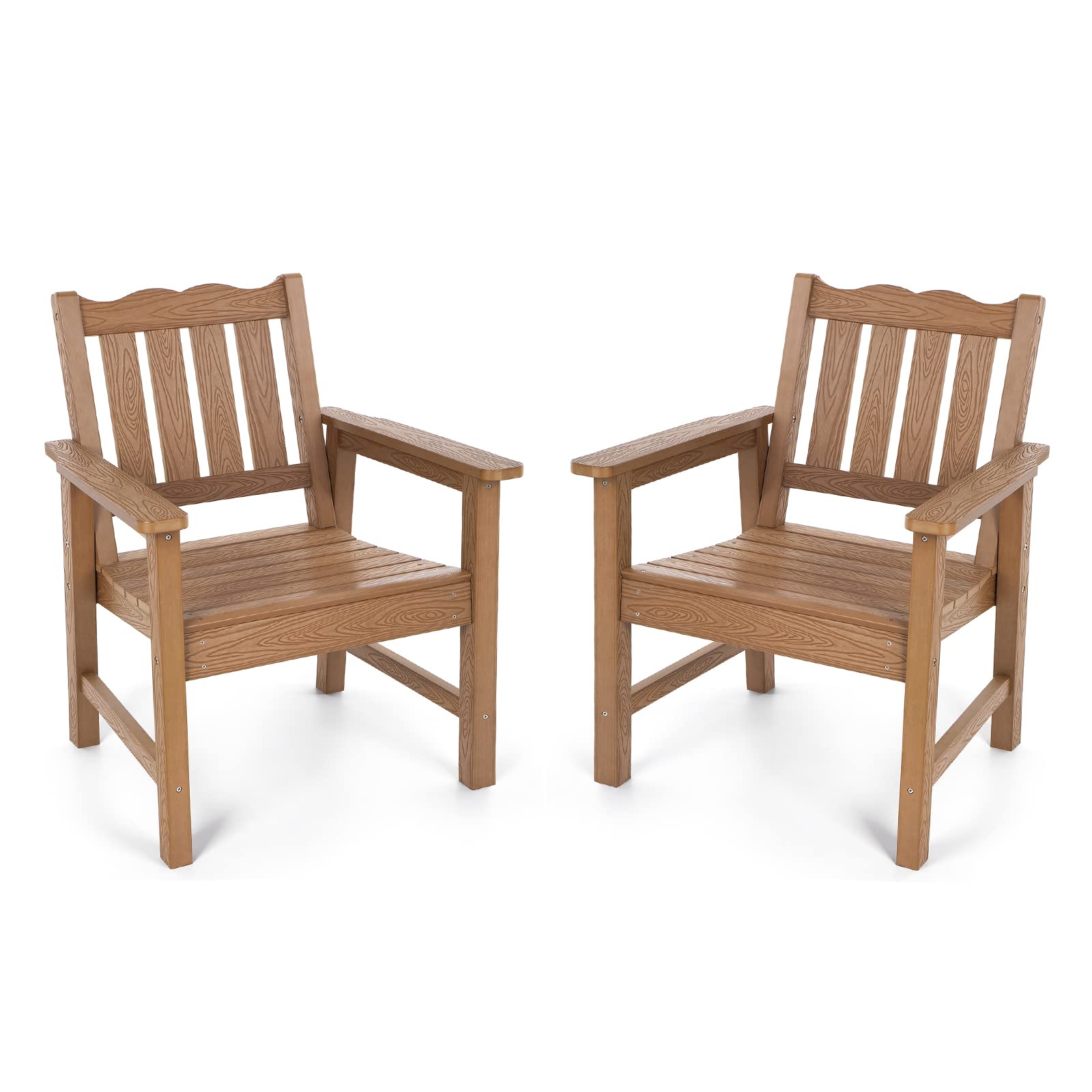 Stoog All-Weather Patio Chairs Set of 2, Oversized Garden Chair with 400 lbs Weight Capacity, Easy to Assemble, Outdoor Chair for Patio, Backyard Deck, Fire Pit & Lawn Porch, Teak