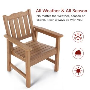 Stoog All-Weather Patio Chairs Set of 2, Oversized Garden Chair with 400 lbs Weight Capacity, Easy to Assemble, Outdoor Chair for Patio, Backyard Deck, Fire Pit & Lawn Porch, Teak