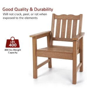 Stoog All-Weather Patio Chairs Set of 2, Oversized Garden Chair with 400 lbs Weight Capacity, Easy to Assemble, Outdoor Chair for Patio, Backyard Deck, Fire Pit & Lawn Porch, Teak