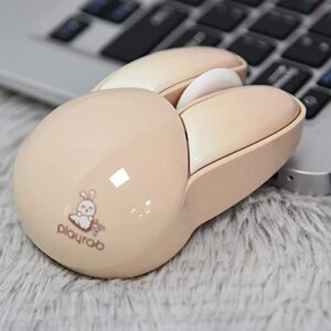 Lomiluskr Cute Bunny Wireless Mouse, Silent Mouse, 2.4G Wireless Mice, Candy Colors, Kawaii Rabbit Mouse for Girls and Kids (Beige Bunny)