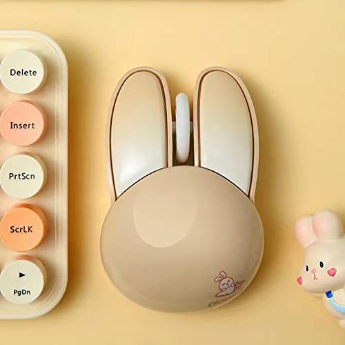 Lomiluskr Cute Bunny Wireless Mouse, Silent Mouse, 2.4G Wireless Mice, Candy Colors, Kawaii Rabbit Mouse for Girls and Kids (Beige Bunny)