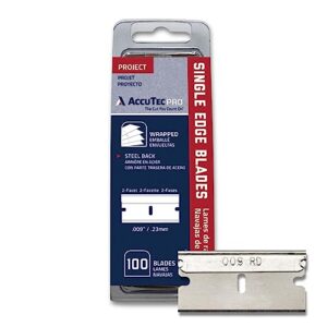 accutec pro steel single backed edge razor utility blades - 100-pack - .009" made of high carbon steel for durability and long service life - apbl-7064