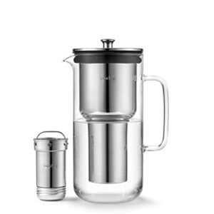 aarke Purifier | Glass Water Filter Pitcher with Refillable Steel Filter | 2.4L / 10 Cups | Includes Pure Filter Granules | Dishwasher Friendly