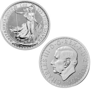 2023 uk great britain king charles 1 oz silver britannia coin 999 2 pounds brilliant uncirculated new