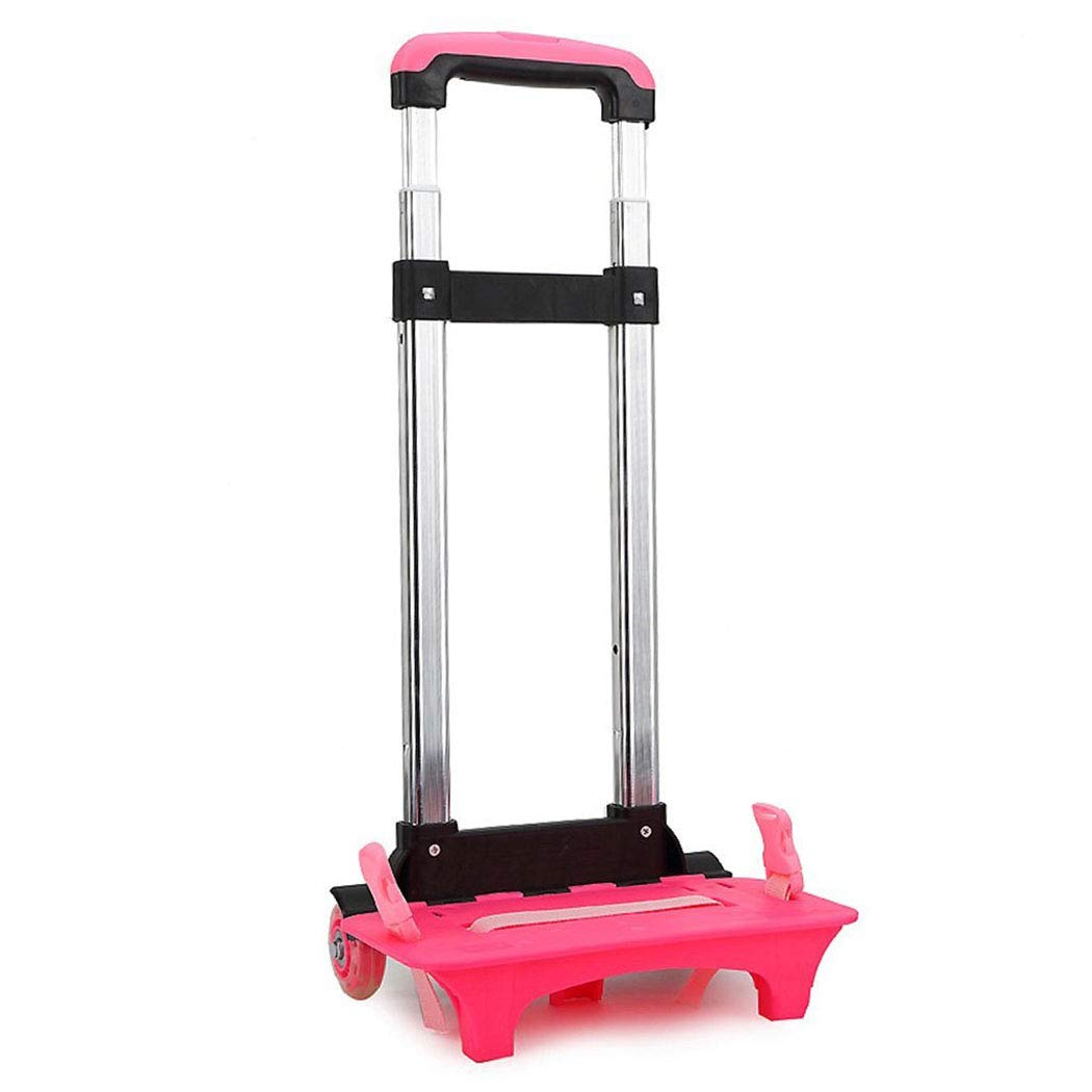 Backpack Hand Truck Wheeled Cart Trolley Hand Aluminium Alloy Folding Trolley Cart for Schoolbag/Backpack (Pink with Two Wheels)