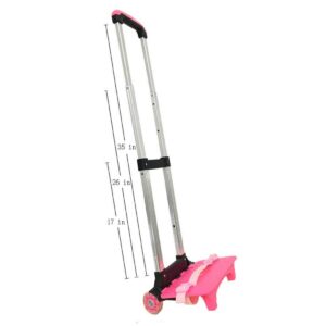 Backpack Hand Truck Wheeled Cart Trolley Hand Aluminium Alloy Folding Trolley Cart for Schoolbag/Backpack (Pink with Two Wheels)