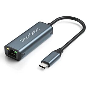 DriverGenius USB C to Ethernet Adapter, USB 3.0 Type-C to RJ45 Gigabit Ethernet LAN Network Adapter - Compatible for Windows 11, macOS 14 Sonoma, and Linux (Aluminum, CU006C)