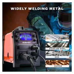 RADNA Portable Home Beginner Lightweight Welder 5 in 1 MIG MAG Welder with MMA TIG Gas Gasless Welding Machine Aluminium SYN-MIG200Pro Inverter Semi-Automatic IGBT 2T/4T (Color : Combination A)