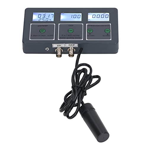 8 in 1 Rechargeable Water Quality Tester 24 Hour Online Monitoring Tool S.G PH EC Salt ORP TDS CF Temp Multi Parameter Test for Aquarium Hydroponics Laboratories