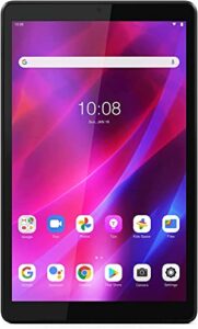 lenovo tab m8 tablet, 8'' hd ips display, android 11, quad-core processor, 3gb ram, 32gb storage, long battery life, sd card slot, grey + accessories, gray