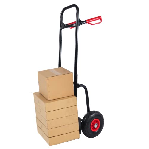 Heavy Duty Manual Truck with Double Handles 330 lb Steel Trolley for Moving Heavy Platform Truck with 10" Rubber Wheels for Moving/Warehouse/Garden/Grocery