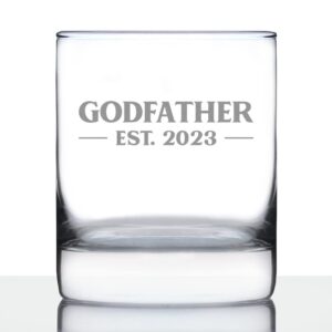 godfather est 2023 - new godfather whiskey rocks glass proposal gift for first time godparents - bold 10.25 oz glasses