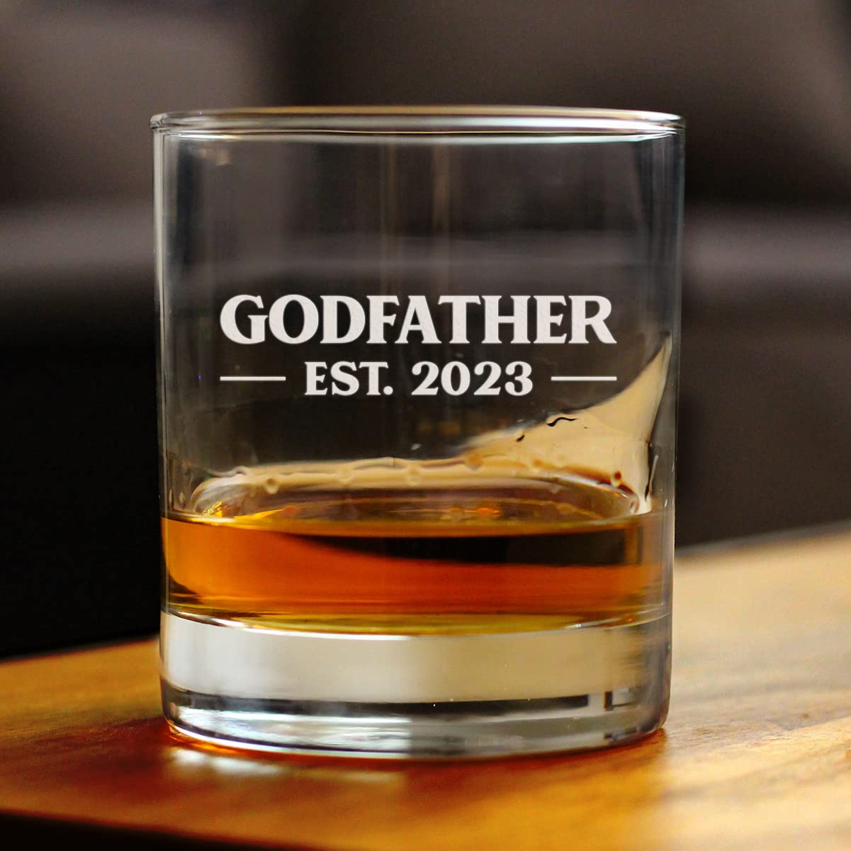 Godfather Est 2023 - New Godfather Whiskey Rocks Glass Proposal Gift for First Time Godparents - Bold 10.25 Oz Glasses