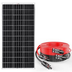 rich solar 100w 12v solar panel+ 50 feet 10awg solar extension cables with female and male connectors for rv van diy off-grid system