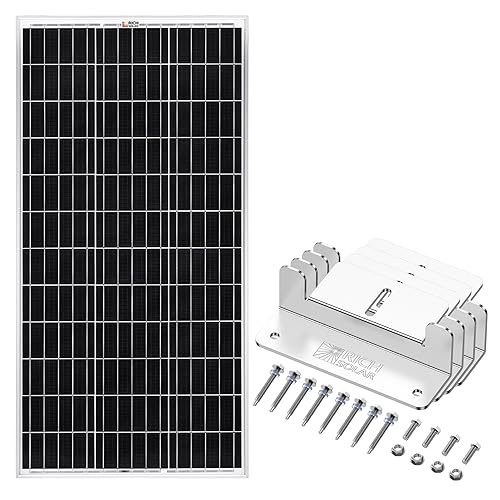 RICH SOLAR 100W 12V Solar Panel+ Mounting Hardware Z Brackets for RV Van DIY Off-Grid System