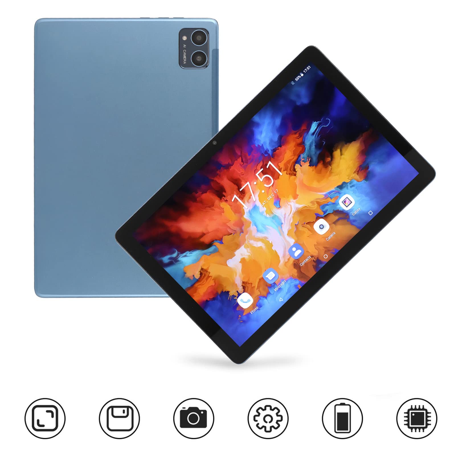 Luqeeg 10.1in Tablet - 12GB RAM 256GB ROM Octa Core HD Tablet, 4G Calling Tablet Support 5G WiFi HD Touch Screen, WiFi Tablet Gaming Tablet for Android 11 8800mAh Fast Charging, Blue