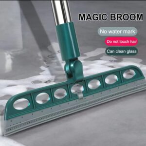 Squeeze Silicone Broom Sweeping,Magic Broom Sweeping Brush Multifunction Magic Broom Sweeper Detachable Floor Squeegee Glass Wiper for Bathroom Kitchen Tile Cleaning (Gray)