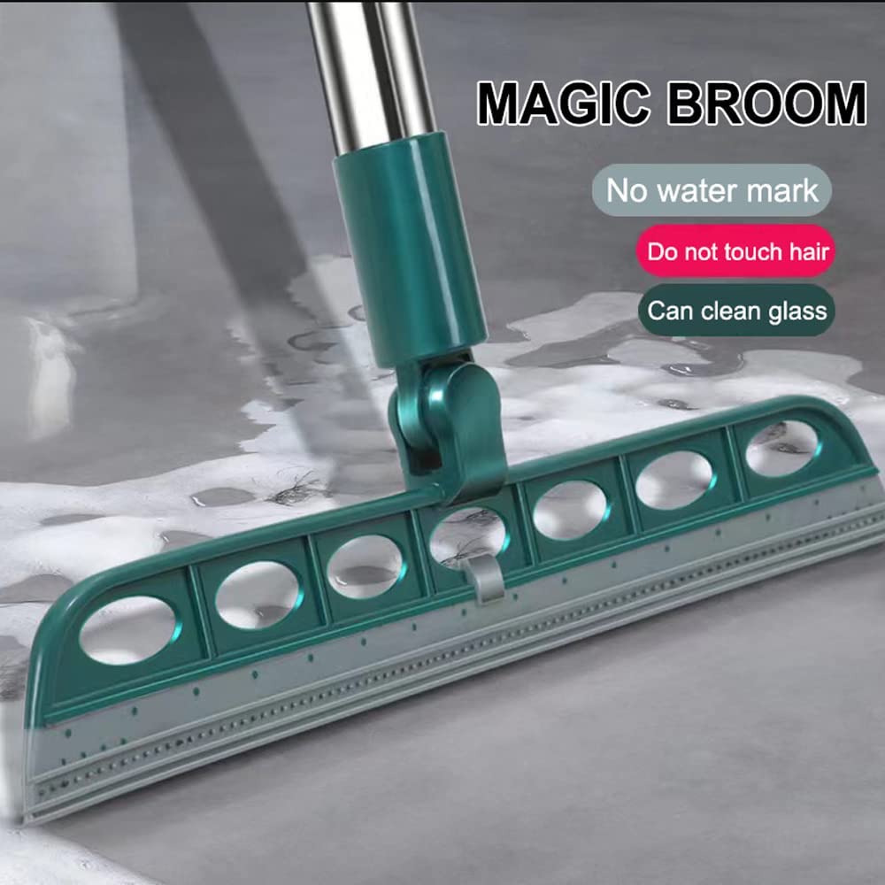 Squeeze Silicone Broom Sweeping,Magic Broom Sweeping Brush Multifunction Magic Broom Sweeper Detachable Floor Squeegee Glass Wiper for Bathroom Kitchen Tile Cleaning (Gray)