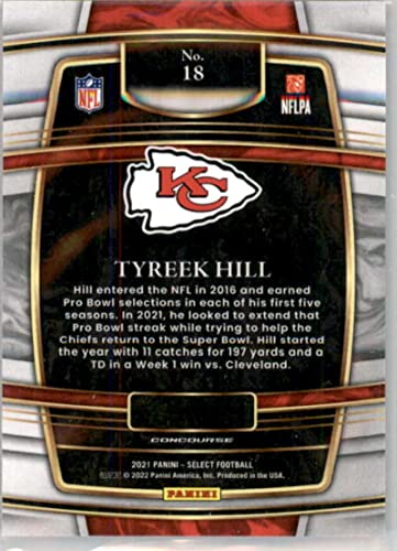 2021 PANINI SELECT #18 TYREEK HILL CONCOURSE KANSAS CITY CHIEFS FOOTBALL OFFICIAL TRADING CARD OF THE NFL