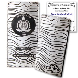 2023 1 oz niue silver mandalorian beskar bar coin by the new zealand mint brilliant uncirculated with certificate of authenticity £2 bu